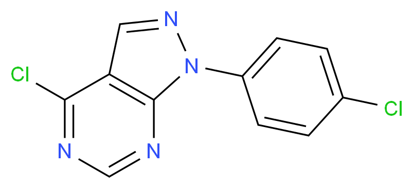 4-chloro-1-(4-chlorophenyl)-1H-pyrazolo[3,4-d]pyrimidine_分子结构_CAS_5334-59-8