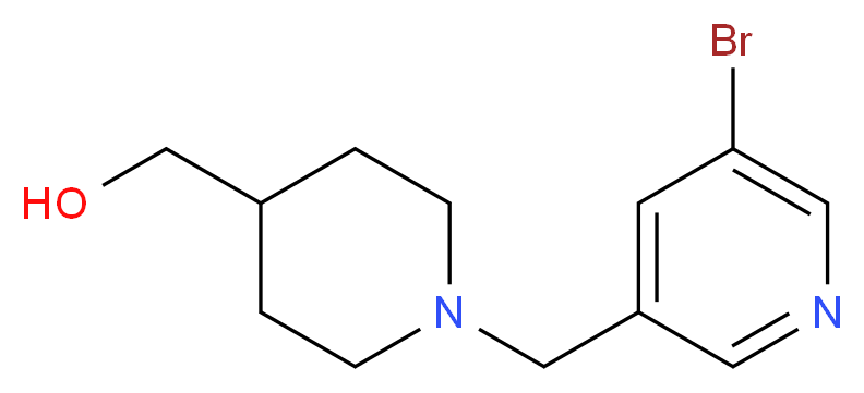 {1-[(5-bromopyridin-3-yl)methyl]piperidin-4-yl}methanol_分子结构_CAS_1296225-06-3