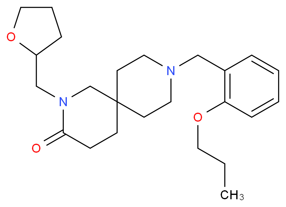 9-(2-propoxybenzyl)-2-(tetrahydrofuran-2-ylmethyl)-2,9-diazaspiro[5.5]undecan-3-one_分子结构_CAS_)