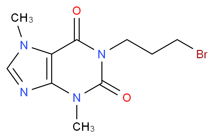 1-(3-bromopropyl)-3,7-dimethyl-2,3,6,7-tetrahydro-1H-purine-2,6-dione_分子结构_CAS_6493-10-3