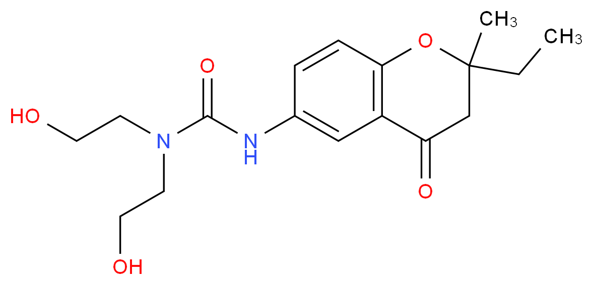 N'-(2-ethyl-2-methyl-4-oxo-3,4-dihydro-2H-chromen-6-yl)-N,N-bis(2-hydroxyethyl)urea_分子结构_CAS_)