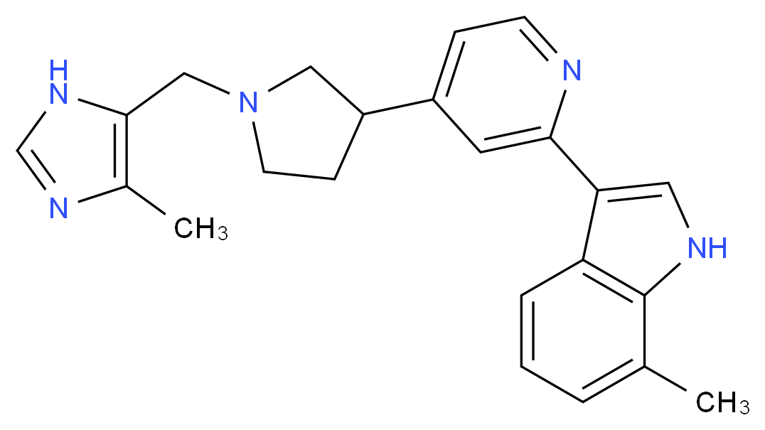 7-methyl-3-(4-{1-[(4-methyl-1H-imidazol-5-yl)methyl]pyrrolidin-3-yl}pyridin-2-yl)-1H-indole_分子结构_CAS_)