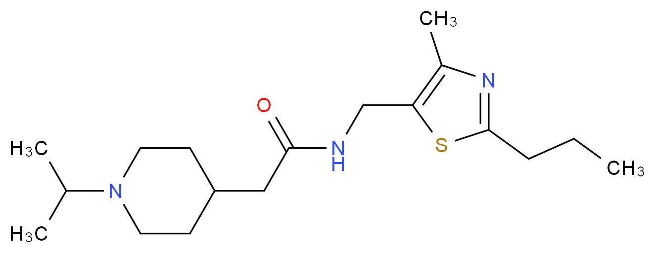 2-(1-isopropyl-4-piperidinyl)-N-[(4-methyl-2-propyl-1,3-thiazol-5-yl)methyl]acetamide_分子结构_CAS_)
