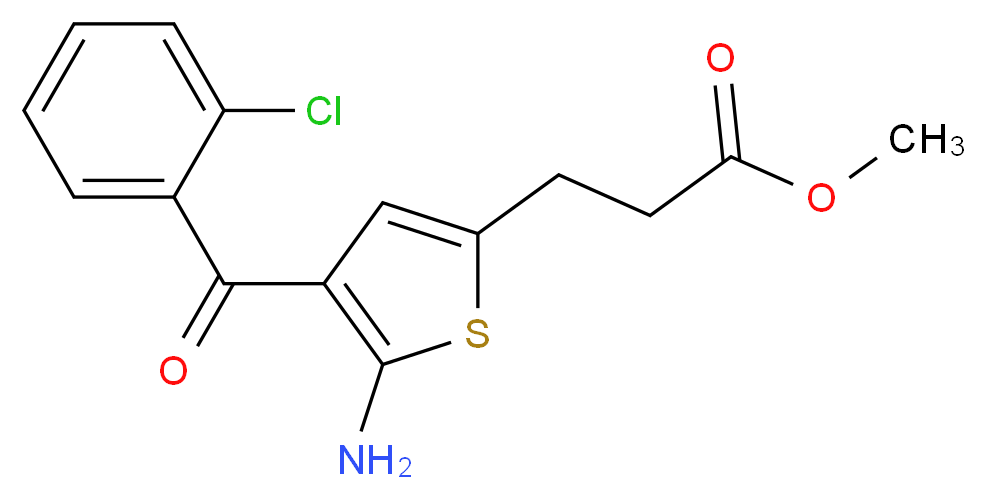 methyl 3-[5-amino-4-(2-chlorobenzoyl)thiophen-2-yl]propanoate_分子结构_CAS_100827-77-8