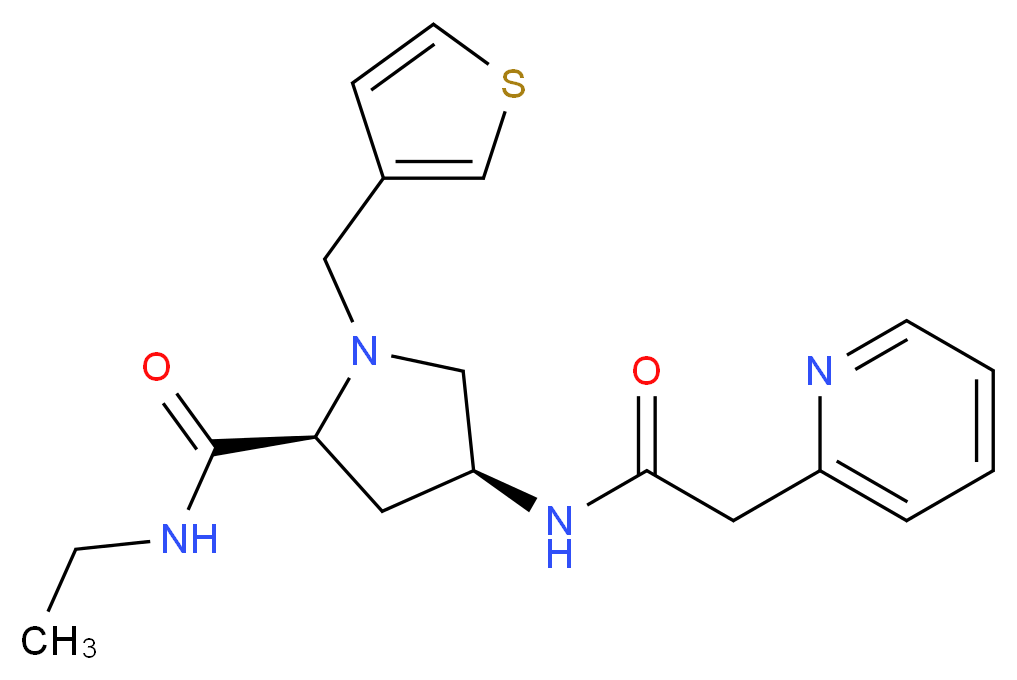 (4S)-N-ethyl-4-[(pyridin-2-ylacetyl)amino]-1-(3-thienylmethyl)-L-prolinamide_分子结构_CAS_)