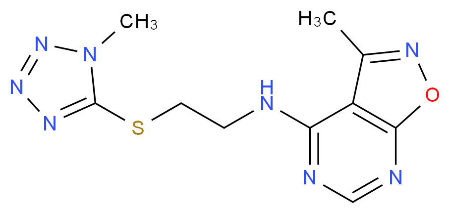 3-methyl-N-{2-[(1-methyl-1H-tetrazol-5-yl)thio]ethyl}isoxazolo[5,4-d]pyrimidin-4-amine_分子结构_CAS_)