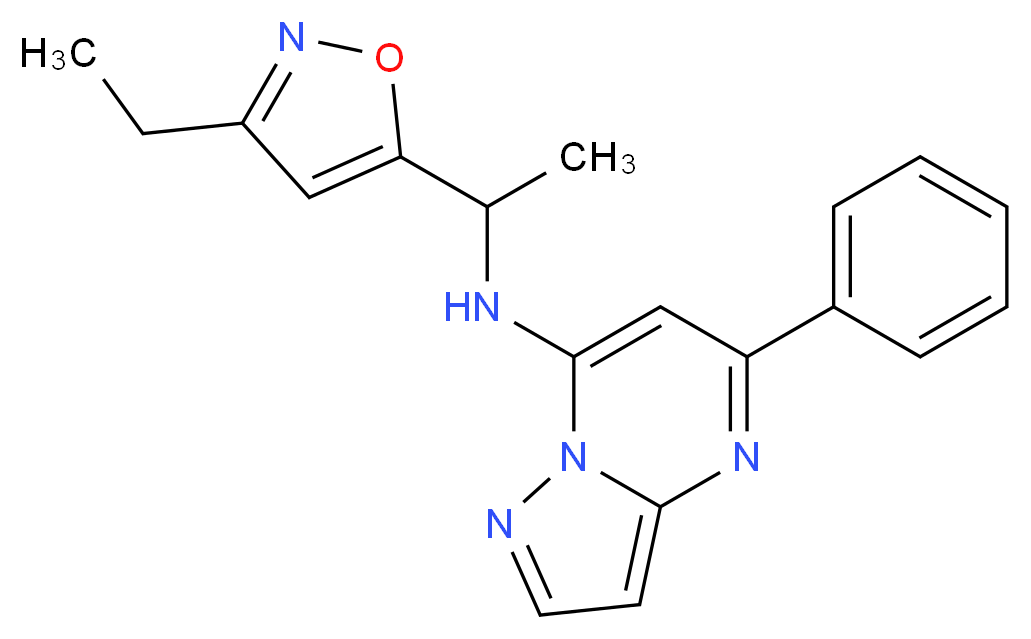 N-[1-(3-ethyl-5-isoxazolyl)ethyl]-5-phenylpyrazolo[1,5-a]pyrimidin-7-amine_分子结构_CAS_)