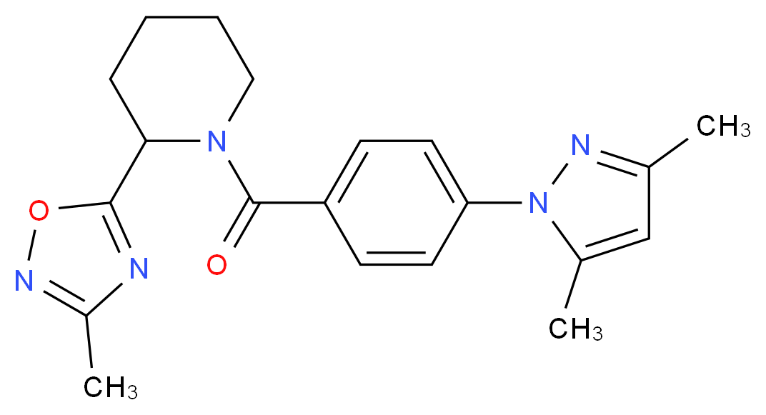 1-[4-(3,5-dimethyl-1H-pyrazol-1-yl)benzoyl]-2-(3-methyl-1,2,4-oxadiazol-5-yl)piperidine_分子结构_CAS_)