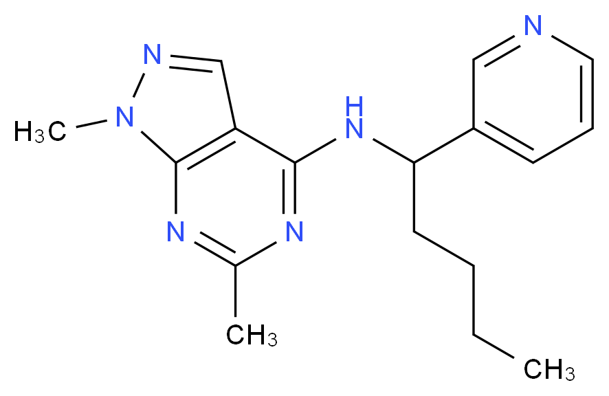 1,6-dimethyl-N-[1-(3-pyridinyl)pentyl]-1H-pyrazolo[3,4-d]pyrimidin-4-amine_分子结构_CAS_)