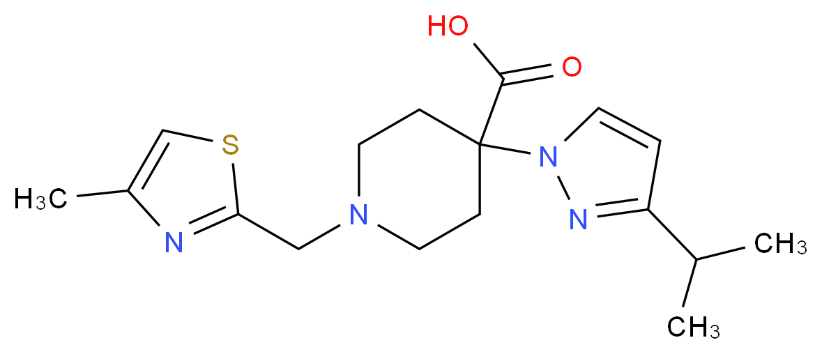 4-(3-isopropyl-1H-pyrazol-1-yl)-1-[(4-methyl-1,3-thiazol-2-yl)methyl]piperidine-4-carboxylic acid_分子结构_CAS_)