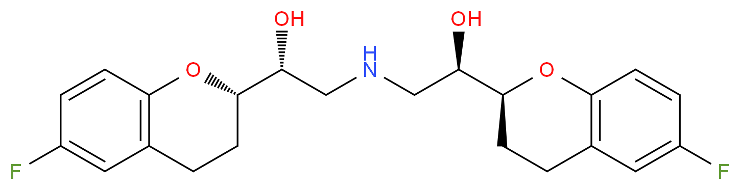 (1R)-1-[(2S)-6-fluoro-3,4-dihydro-2H-1-benzopyran-2-yl]-2-{[(2R)-2-[(2S)-6-fluoro-3,4-dihydro-2H-1-benzopyran-2-yl]-2-hydroxyethyl]amino}ethan-1-ol_分子结构_CAS_119365-23-0