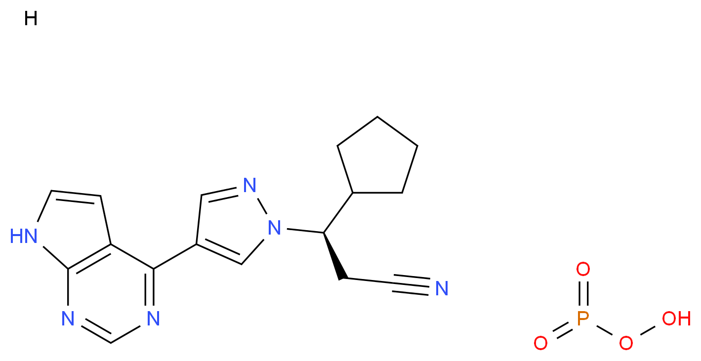 (3R)-3-cyclopentyl-3-(4-{7H-pyrrolo[2,3-d]pyrimidin-4-yl}-1H-pyrazol-1-yl)propanenitrile; phosphoperoxol_分子结构_CAS_1092939-17-7