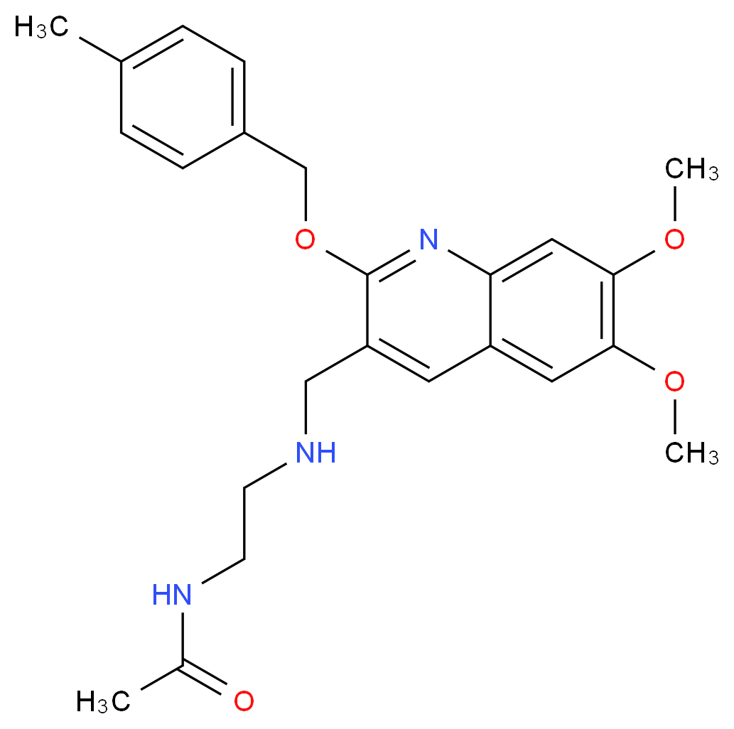 N-{2-[({6,7-dimethoxy-2-[(4-methylbenzyl)oxy]-3-quinolinyl}methyl)amino]ethyl}acetamide_分子结构_CAS_)