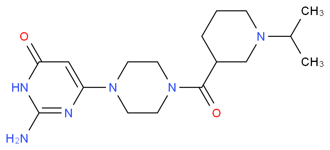 2-amino-6-{4-[(1-isopropyl-3-piperidinyl)carbonyl]-1-piperazinyl}-4(3H)-pyrimidinone_分子结构_CAS_)
