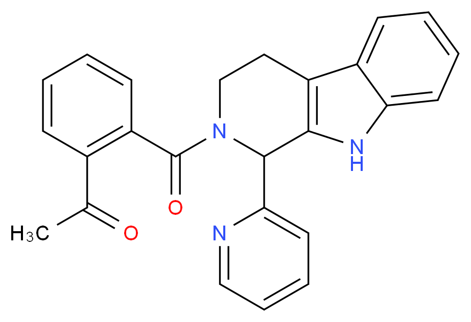 1-(2-{[1-(2-pyridinyl)-1,3,4,9-tetrahydro-2H-beta-carbolin-2-yl]carbonyl}phenyl)ethanone_分子结构_CAS_)