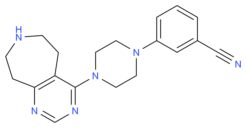 3-[4-(6,7,8,9-tetrahydro-5H-pyrimido[4,5-d]azepin-4-yl)piperazin-1-yl]benzonitrile_分子结构_CAS_)