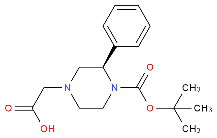 (R)-2-(4-(tert-butoxycarbonyl)-3-phenylpiperazin-1-yl)acetic acid_分子结构_CAS_1060813-70-8)