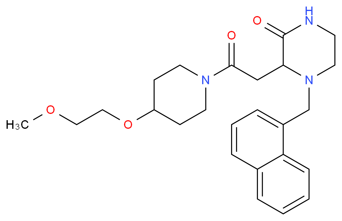 3-{2-[4-(2-methoxyethoxy)-1-piperidinyl]-2-oxoethyl}-4-(1-naphthylmethyl)-2-piperazinone_分子结构_CAS_)