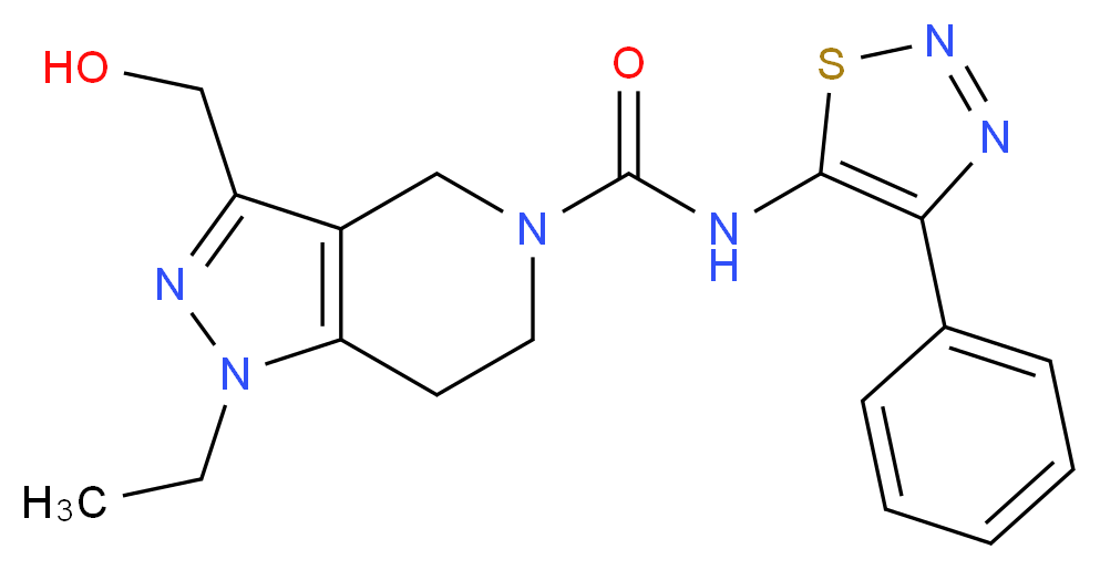 1-ethyl-3-(hydroxymethyl)-N-(4-phenyl-1,2,3-thiadiazol-5-yl)-1,4,6,7-tetrahydro-5H-pyrazolo[4,3-c]pyridine-5-carboxamide_分子结构_CAS_)