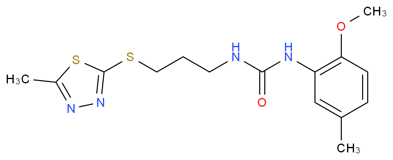 N-(2-methoxy-5-methylphenyl)-N'-{3-[(5-methyl-1,3,4-thiadiazol-2-yl)thio]propyl}urea_分子结构_CAS_)