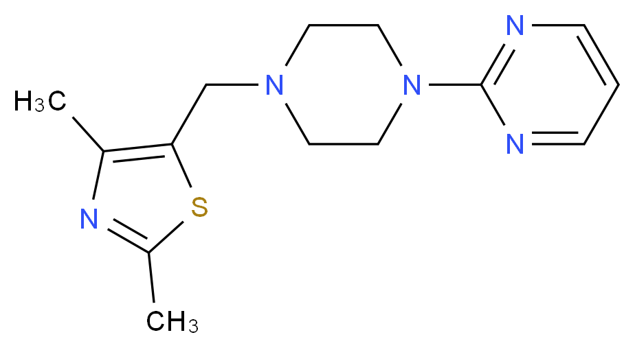 2-{4-[(2,4-dimethyl-1,3-thiazol-5-yl)methyl]-1-piperazinyl}pyrimidine_分子结构_CAS_)