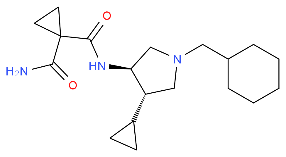 N~1~-[(3R*,4S*)-1-(cyclohexylmethyl)-4-cyclopropyl-3-pyrrolidinyl]-1,1-cyclopropanedicarboxamide_分子结构_CAS_)