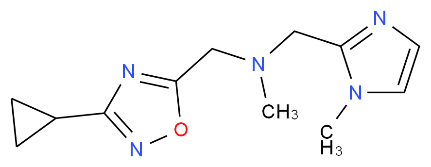 1-(3-cyclopropyl-1,2,4-oxadiazol-5-yl)-N-methyl-N-[(1-methyl-1H-imidazol-2-yl)methyl]methanamine_分子结构_CAS_)