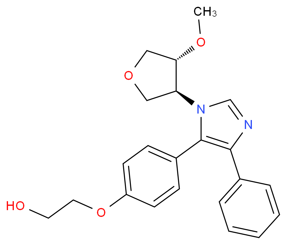 2-(4-{1-[(3S*,4R*)-4-methoxytetrahydrofuran-3-yl]-4-phenyl-1H-imidazol-5-yl}phenoxy)ethanol_分子结构_CAS_)