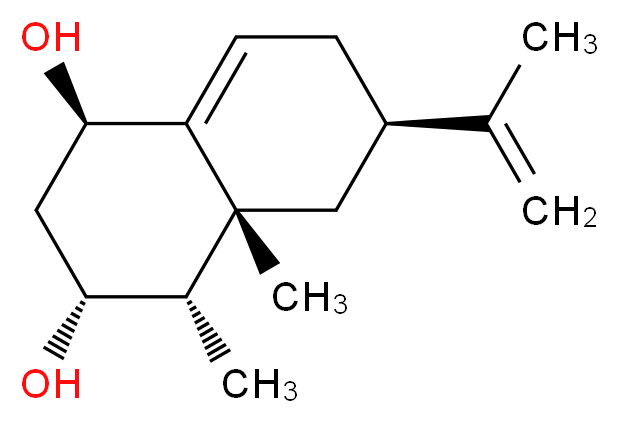 (1R,3R,4S,4aR,6R)-4,4a-dimethyl-6-(prop-1-en-2-yl)-1,2,3,4,4a,5,6,7-octahydronaphthalene-1,3-diol_分子结构_CAS_37208-05-2