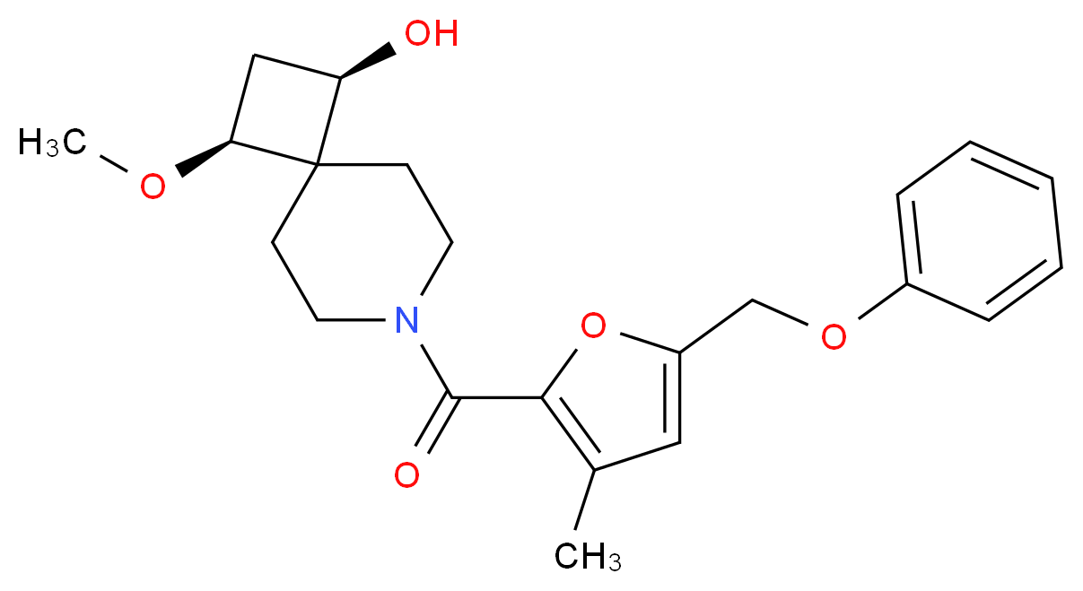 (1R*,3S*)-3-methoxy-7-[3-methyl-5-(phenoxymethyl)-2-furoyl]-7-azaspiro[3.5]nonan-1-ol_分子结构_CAS_)