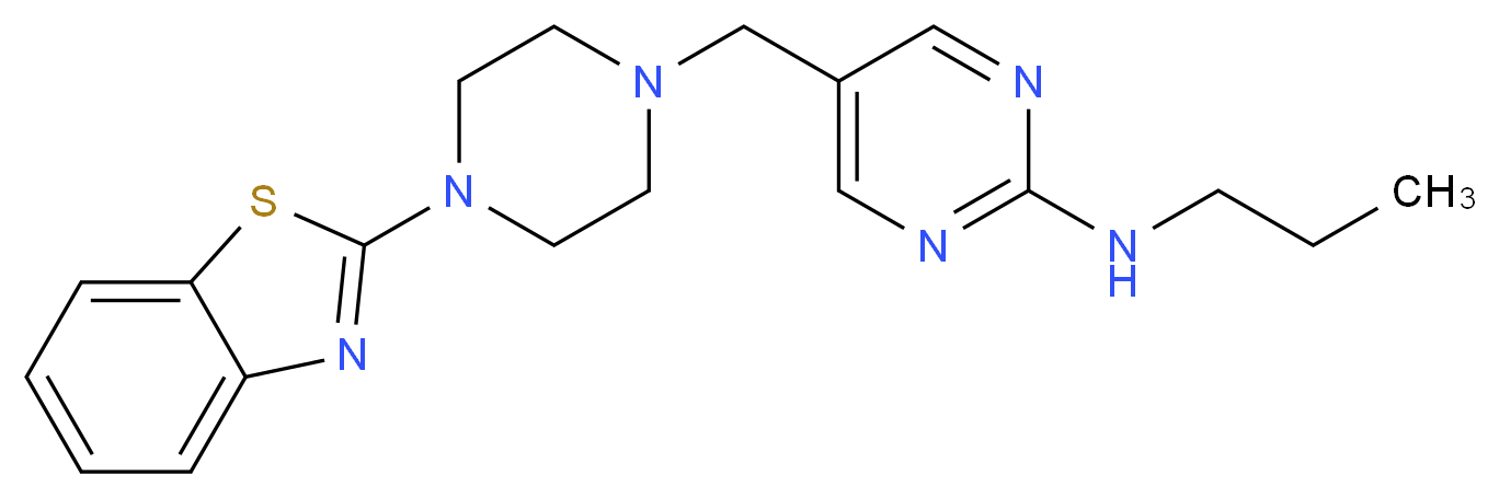 5-{[4-(1,3-benzothiazol-2-yl)-1-piperazinyl]methyl}-N-propyl-2-pyrimidinamine_分子结构_CAS_)