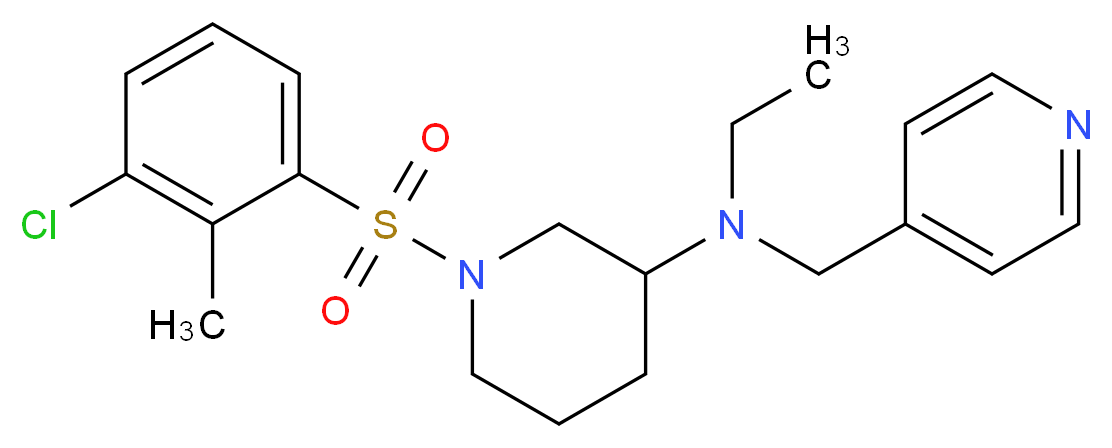 1-[(3-chloro-2-methylphenyl)sulfonyl]-N-ethyl-N-(4-pyridinylmethyl)-3-piperidinamine_分子结构_CAS_)