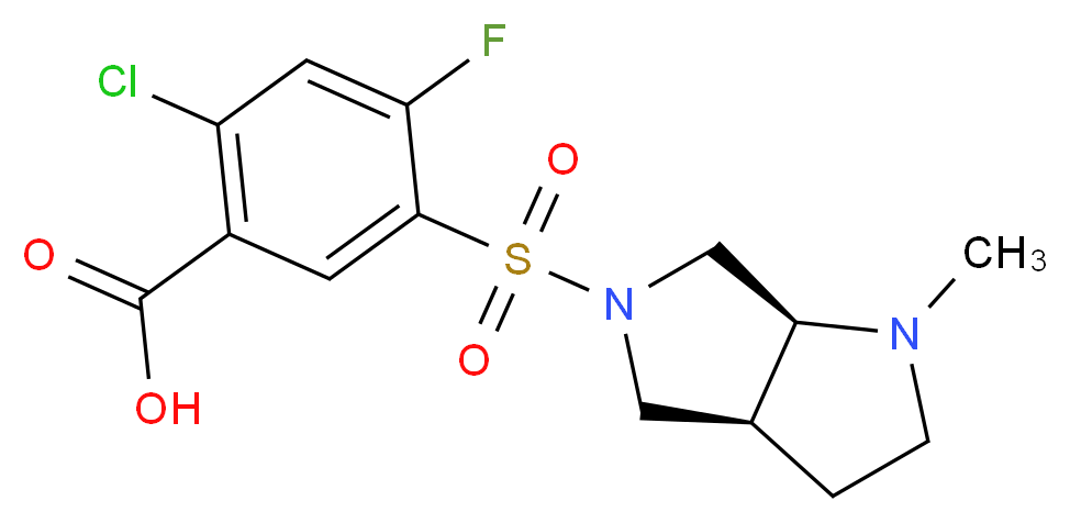2-chloro-4-fluoro-5-{[(3aS,6aS)-1-methylhexahydropyrrolo[3,4-b]pyrrol-5(1H)-yl]sulfonyl}benzoic acid_分子结构_CAS_)