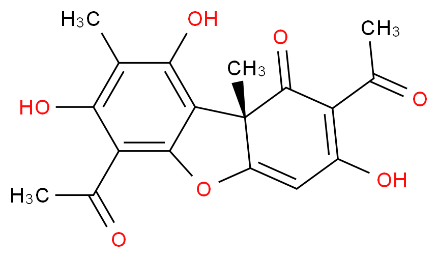 (2S)-4,10-diacetyl-5,11,13-trihydroxy-2,12-dimethyl-8-oxatricyclo[7.4.0.0<sup>2</sup>,<sup>7</sup>]trideca-1(13),4,6,9,11-pentaen-3-one_分子结构_CAS_7562-61-0