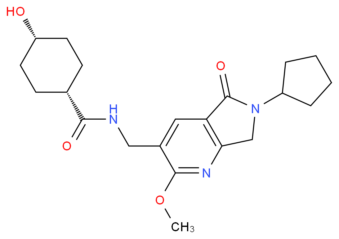 cis-N-[(6-cyclopentyl-2-methoxy-5-oxo-6,7-dihydro-5H-pyrrolo[3,4-b]pyridin-3-yl)methyl]-4-hydroxycyclohexanecarboxamide_分子结构_CAS_)