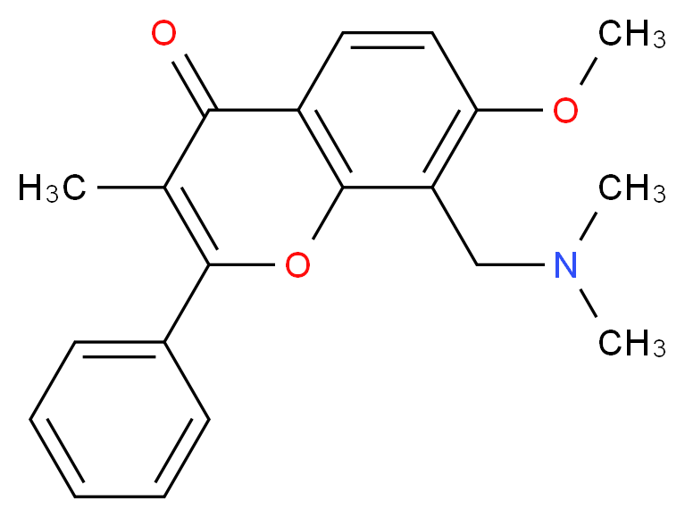 8-[(dimethylamino)methyl]-7-methoxy-3-methyl-2-phenyl-4H-chromen-4-one_分子结构_CAS_1165-48-6