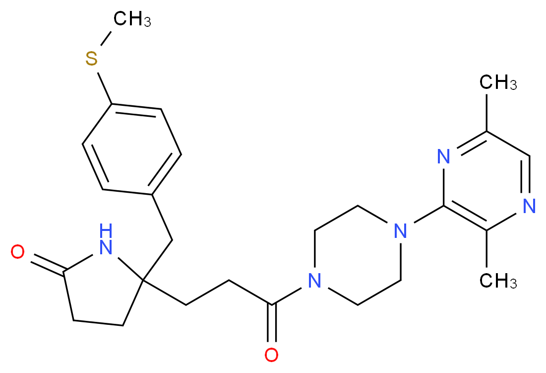 5-{3-[4-(3,6-dimethyl-2-pyrazinyl)-1-piperazinyl]-3-oxopropyl}-5-[4-(methylthio)benzyl]-2-pyrrolidinone_分子结构_CAS_)