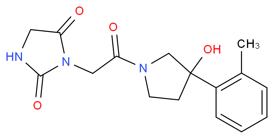 3-{2-[3-hydroxy-3-(2-methylphenyl)-1-pyrrolidinyl]-2-oxoethyl}-2,4-imidazolidinedione_分子结构_CAS_)