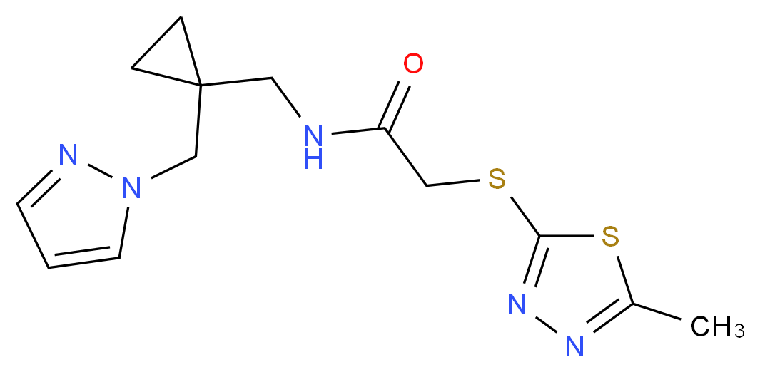 2-[(5-methyl-1,3,4-thiadiazol-2-yl)thio]-N-{[1-(1H-pyrazol-1-ylmethyl)cyclopropyl]methyl}acetamide_分子结构_CAS_)