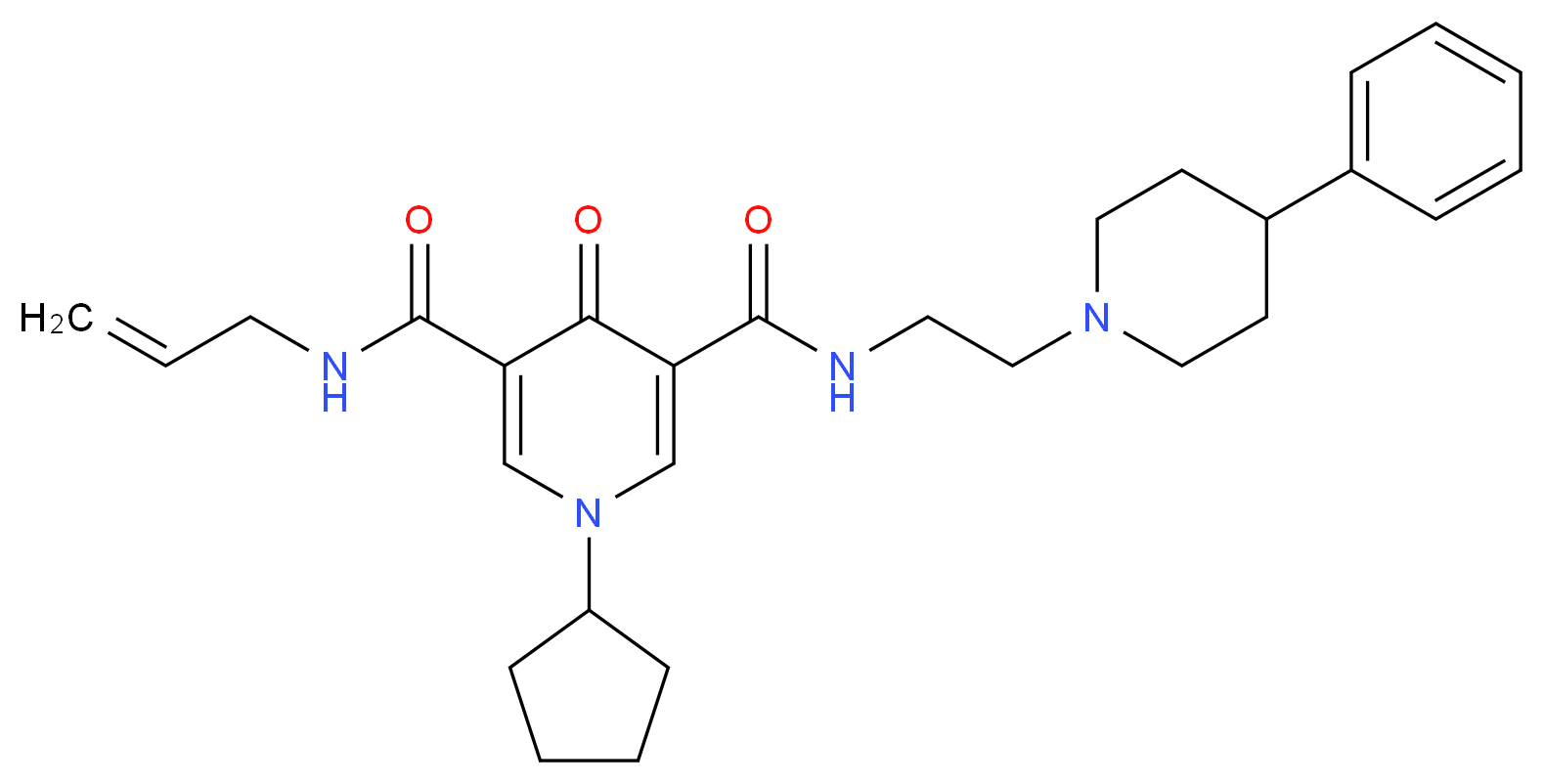 N-allyl-1-cyclopentyl-4-oxo-N'-[2-(4-phenyl-1-piperidinyl)ethyl]-1,4-dihydro-3,5-pyridinedicarboxamide_分子结构_CAS_)