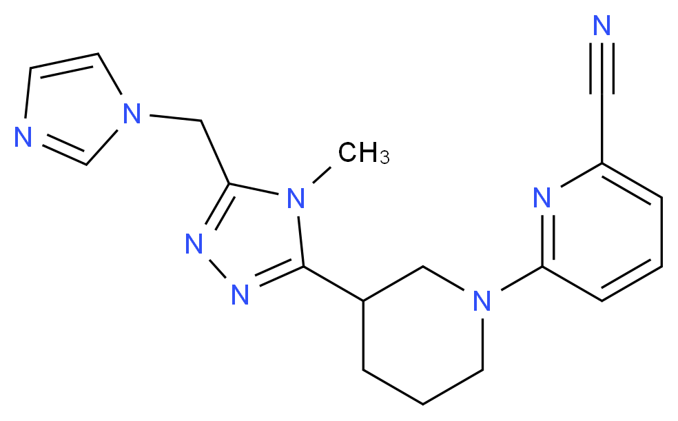 6-{3-[5-(1H-imidazol-1-ylmethyl)-4-methyl-4H-1,2,4-triazol-3-yl]piperidin-1-yl}pyridine-2-carbonitrile_分子结构_CAS_)