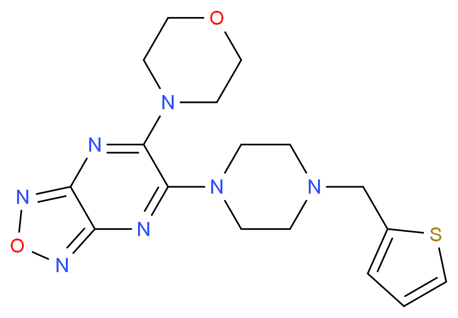 5-(4-morpholinyl)-6-[4-(2-thienylmethyl)-1-piperazinyl][1,2,5]oxadiazolo[3,4-b]pyrazine_分子结构_CAS_)