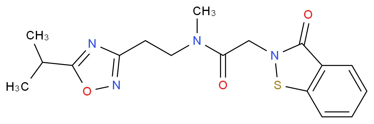 N-[2-(5-isopropyl-1,2,4-oxadiazol-3-yl)ethyl]-N-methyl-2-(3-oxo-1,2-benzisothiazol-2(3H)-yl)acetamide_分子结构_CAS_)