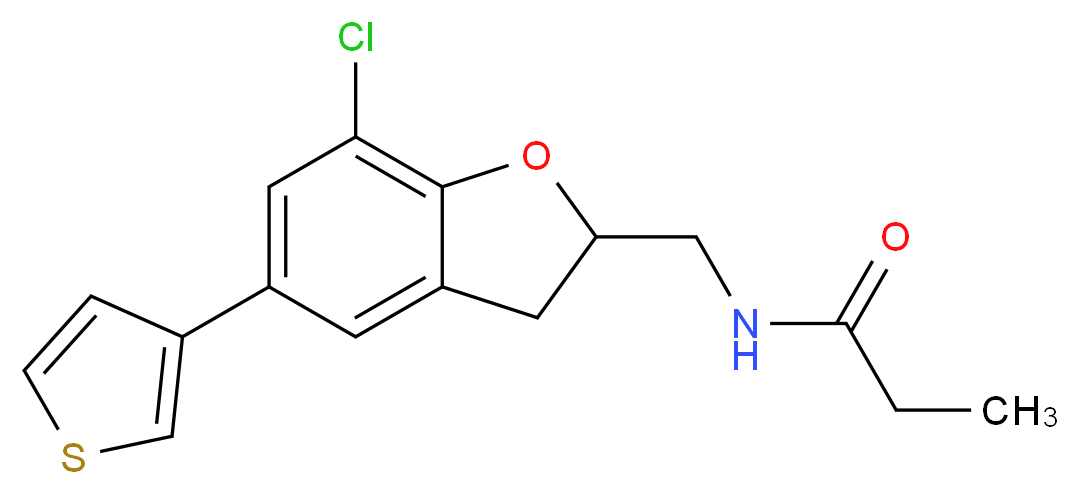 N-{[7-chloro-5-(3-thienyl)-2,3-dihydro-1-benzofuran-2-yl]methyl}propanamide_分子结构_CAS_)