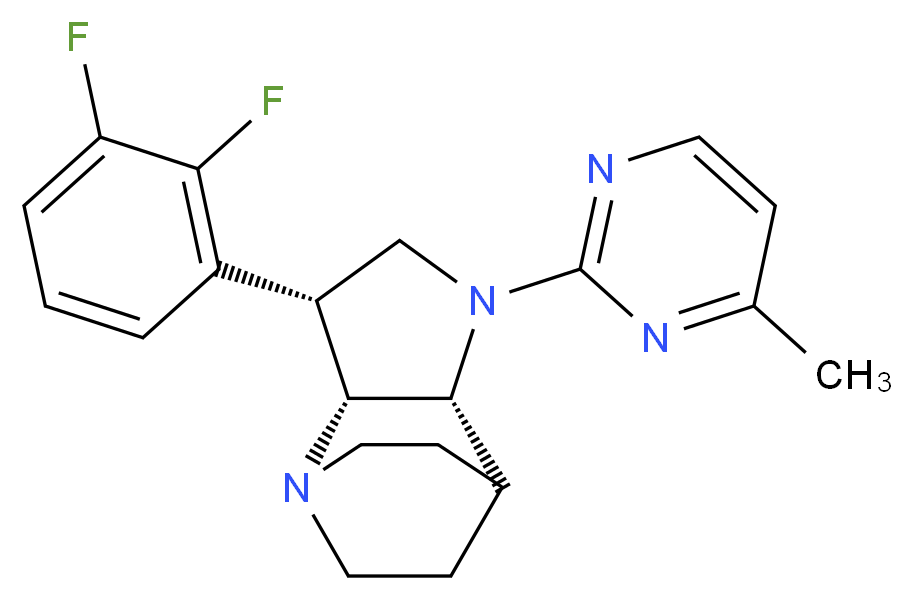 (3R*,3aR*,7aR*)-3-(2,3-difluorophenyl)-1-(4-methylpyrimidin-2-yl)octahydro-4,7-ethanopyrrolo[3,2-b]pyridine_分子结构_CAS_)