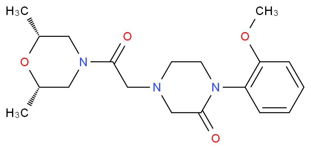 4-{2-[(2R*,6S*)-2,6-dimethyl-4-morpholinyl]-2-oxoethyl}-1-(2-methoxyphenyl)-2-piperazinone_分子结构_CAS_)