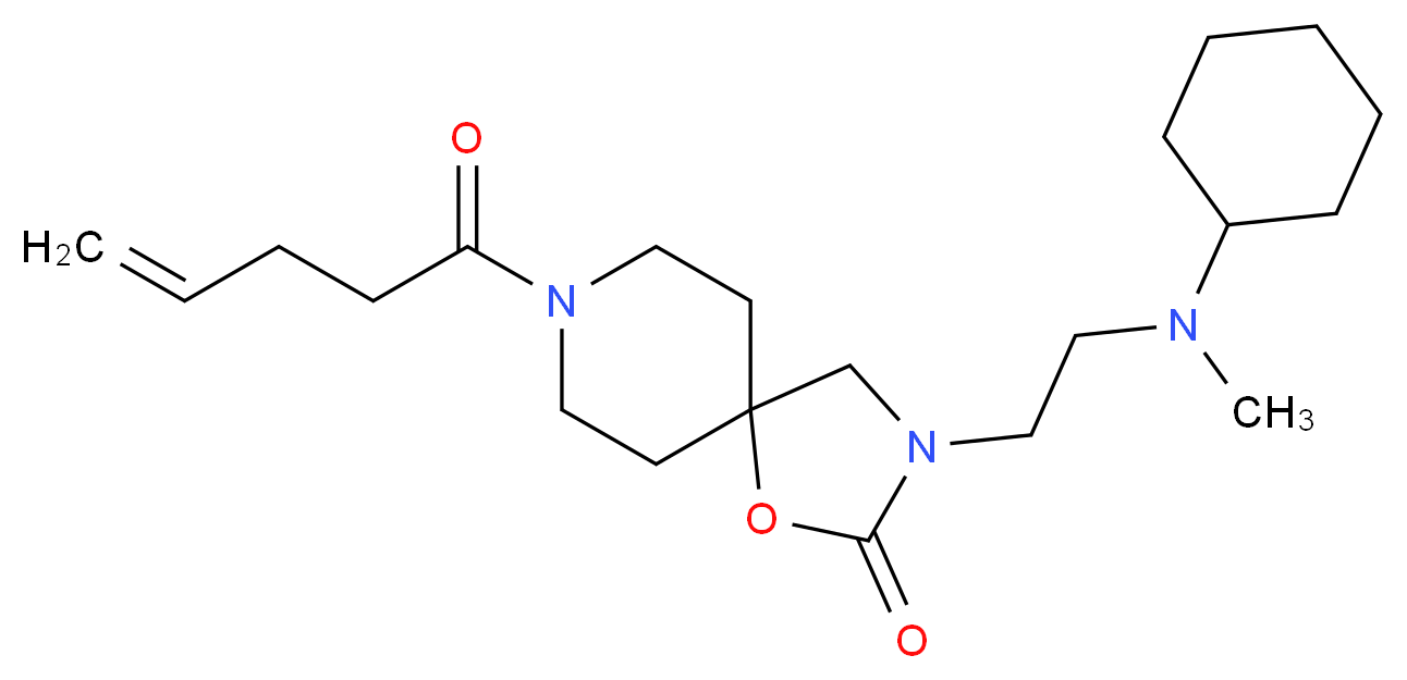 3-{2-[cyclohexyl(methyl)amino]ethyl}-8-pent-4-enoyl-1-oxa-3,8-diazaspiro[4.5]decan-2-one_分子结构_CAS_)