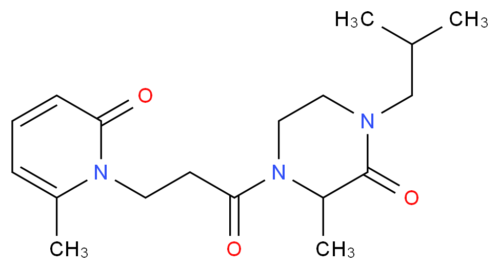 1-isobutyl-3-methyl-4-[3-(6-methyl-2-oxo-1(2H)-pyridinyl)propanoyl]-2-piperazinone_分子结构_CAS_)