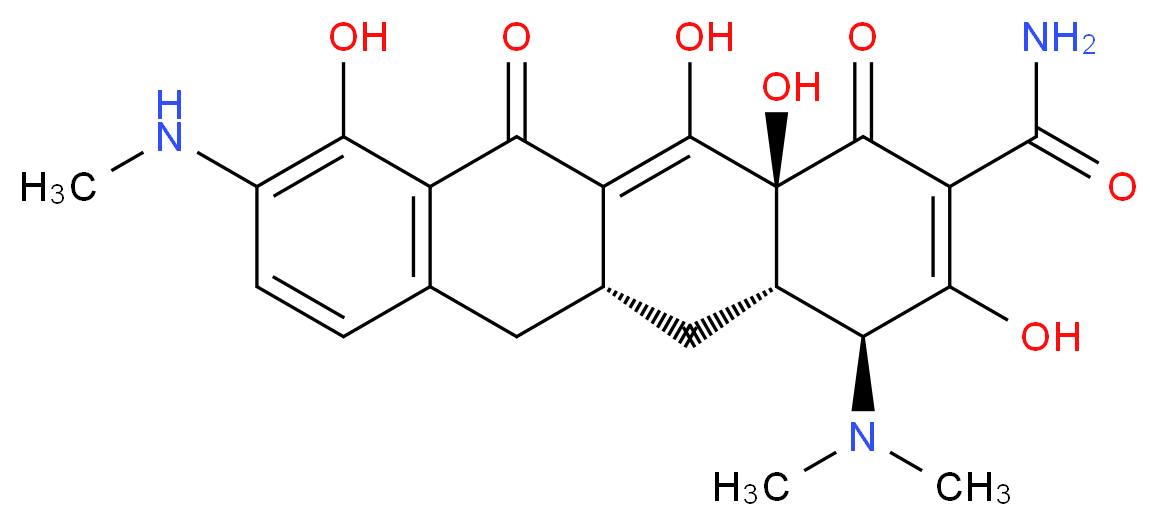 (4S,4aS,5aR,12aS)-4-(dimethylamino)-3,10,12,12a-tetrahydroxy-9-(methylamino)-1,11-dioxo-1,4,4a,5,5a,6,11,12a-octahydrotetracene-2-carboxamide_分子结构_CAS_4769-39-5