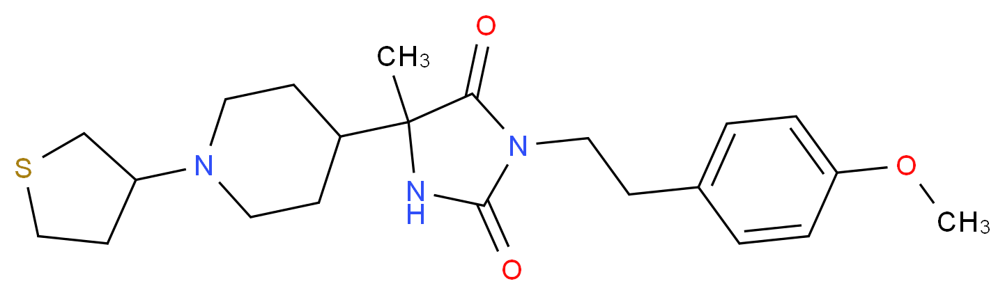 3-[2-(4-methoxyphenyl)ethyl]-5-methyl-5-[1-(tetrahydro-3-thienyl)-4-piperidinyl]-2,4-imidazolidinedione_分子结构_CAS_)